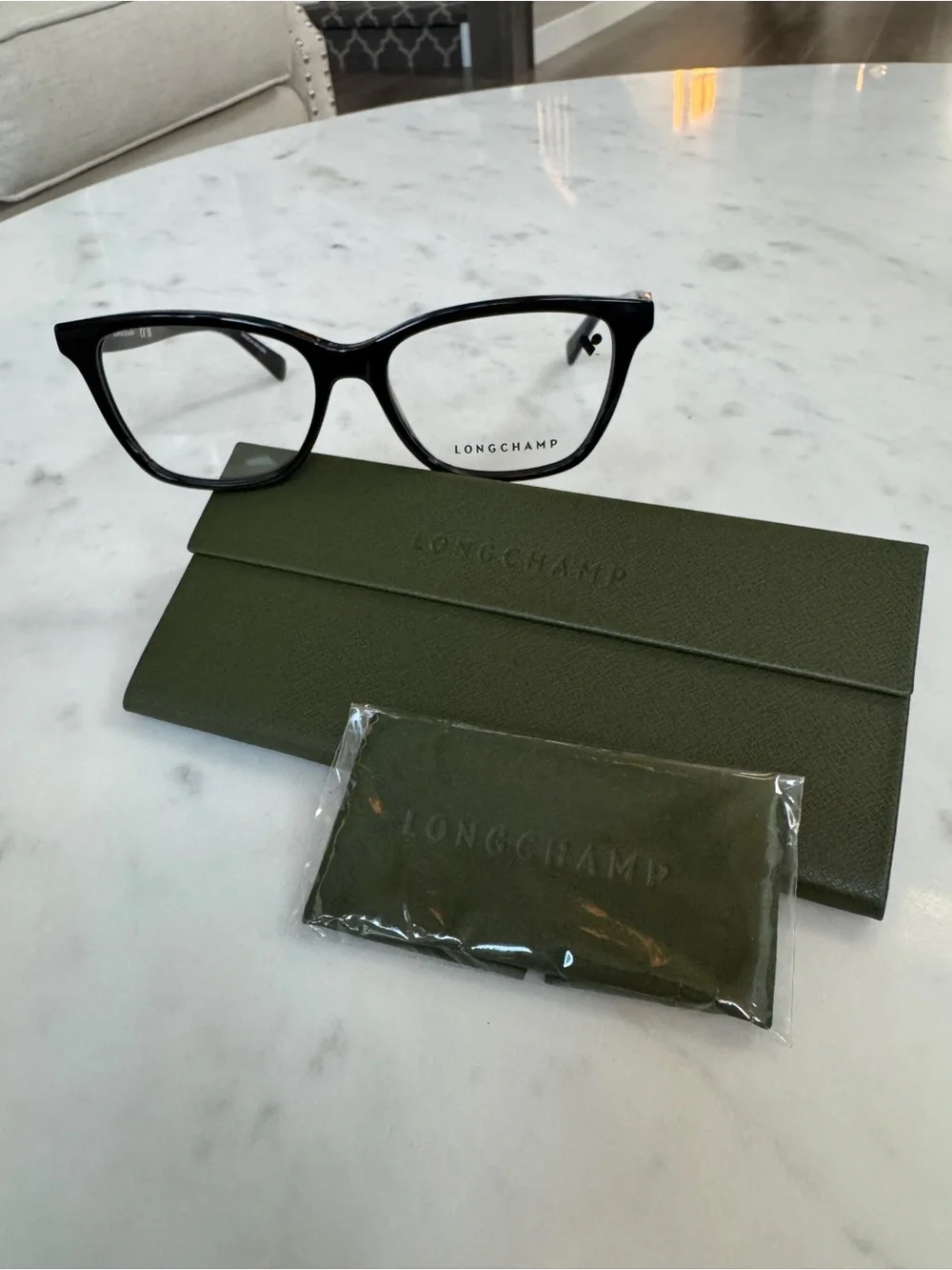 NWT Longchamp LO2744N Black Cat Eye Eyeglass Frames w/ Case & Cloth